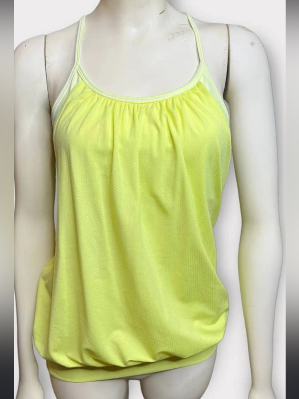 Zara Yellow Ruffled Tank Top — Belted Hem, Small Front Spots